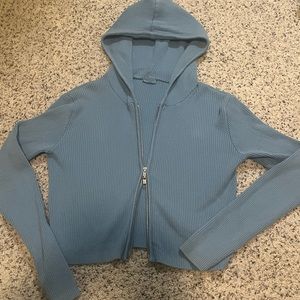Brandy Melville Ribbed Cropped fit Double zip up